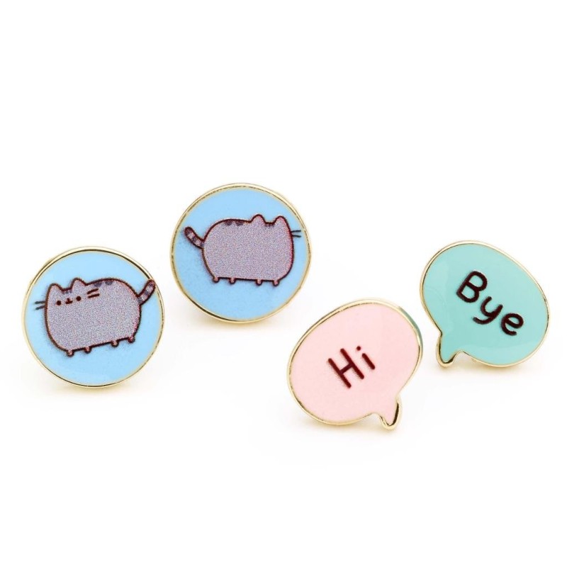 PUSHEEN - Hi & Bye - Set de 2 Paires de Boucles d'Oreilles 