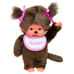 MONCHHICHI - Fille Bavoir Rose & Blanc - Peluche 20cm 2