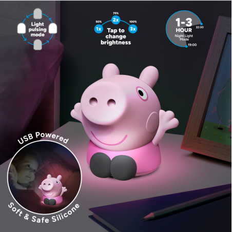 PEPPA PIG - Lampe en Silicone 'SquishyGlo' Rechargeable 14cm 