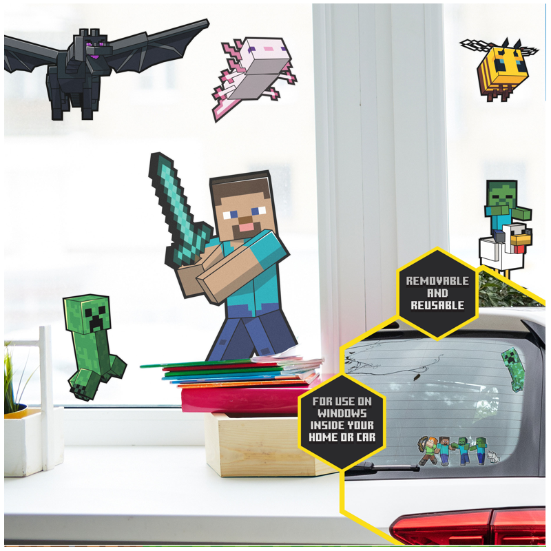 MINECRAFT - Cling Decals pour Fenêtre 