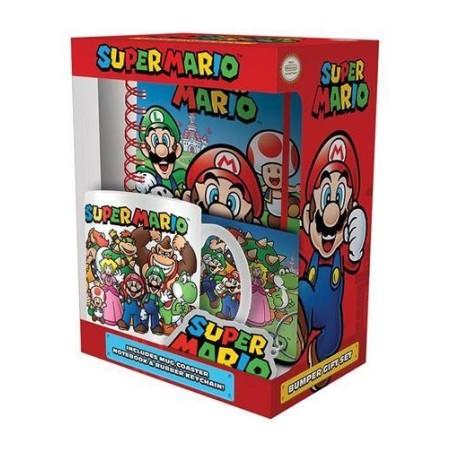 SUPER MARIO - Bumper - Mug, sous verre, Porte-clé & Carnet 