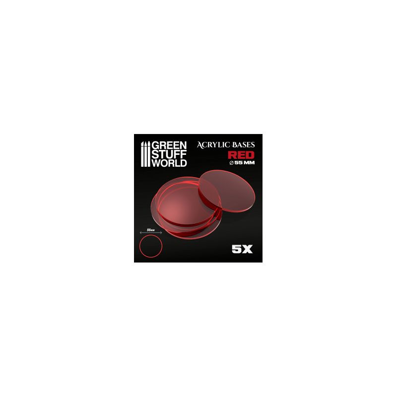 Socles Acryliques ROND 55 mm Rouge Transparent