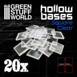 Socles en plastique transparent avec CREUX - Carré 20mm