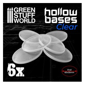 Socles en plastique transparent avec CREUX - Ovales 60x35mm