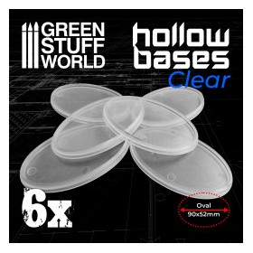 Socles en plastique transparent avec CREUX - Ovales 90x52mm