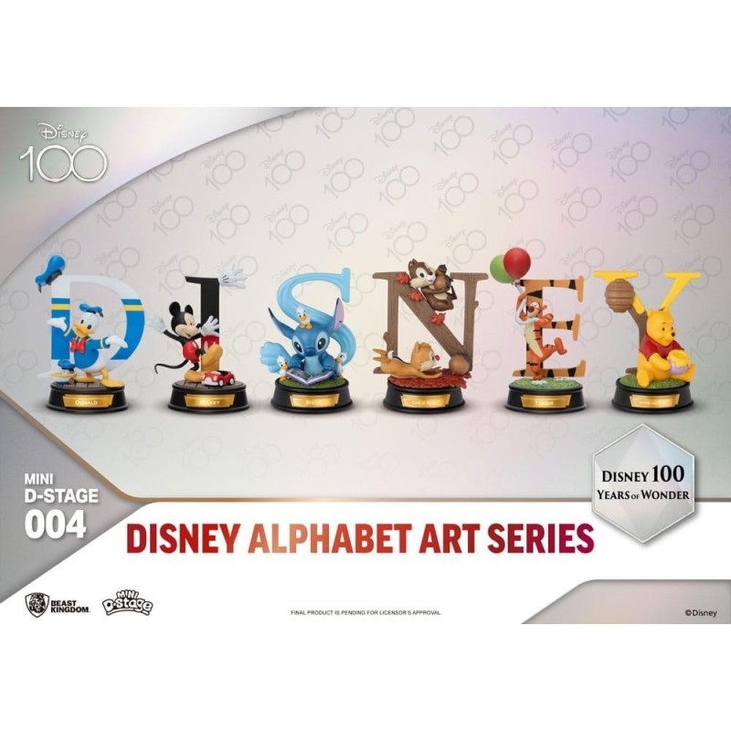 DISNEY 100TH - Disney Alphabet Art - Pack 6 Diorama Stage 10cm 
