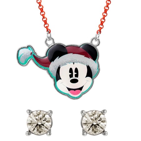 MICKEY - Set de Noël - Collier + 1 Paire de Clous d'Oreilles 
