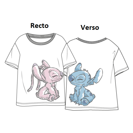LILO & STITCH - Stitch & Angel - T-Shirt Unisex Blanc (XL) 