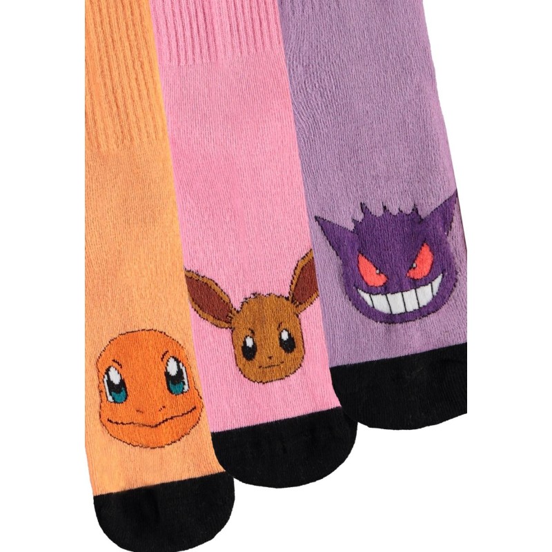 POKEMON - Trio Color - Pack de 3 Paires de Chaussettes Sport (T39-42) 