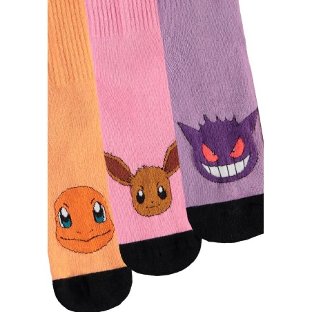 POKEMON - Trio Color - Pack de 3 Paires de Chaussettes Sport (T39-42) 
