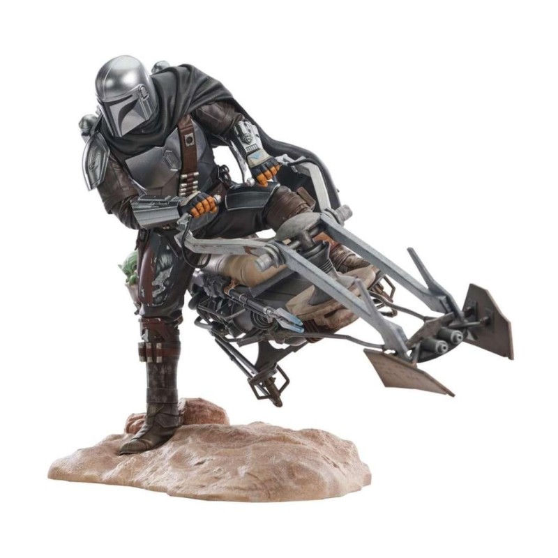 THE MANDALORIAN - Din Djarin avec Speeder - Statuette Prem. Coll. 25cm 