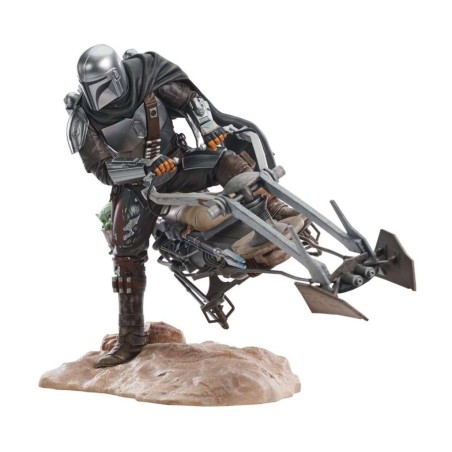 THE MANDALORIAN - Din Djarin avec Speeder - Statuette Prem. Coll. 25cm 