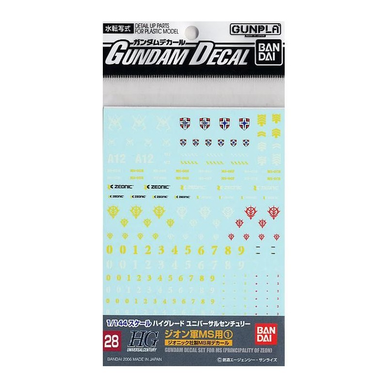 GUNDAM - Gundam Decal 28 HGUC Multiuse Zeon MS 1 - Model Kit 