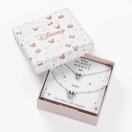 MINNIE - Set Maman & Fille - 2 Colliers Shiny en Laiton Plaqué Argent 