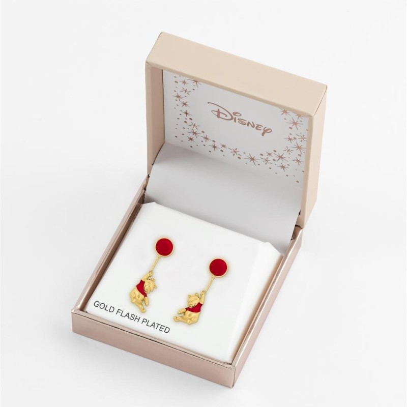 WINNIE L'OURSON - Paire de Boucles d'Oreilles Pendante - Laiton Plaqué 