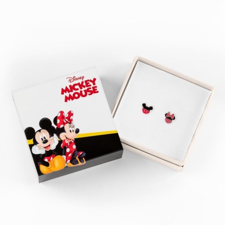 MINNIE + MICKEY - 1 Paire de Clous d'Oreilles - Laiton Argent Plaqué 