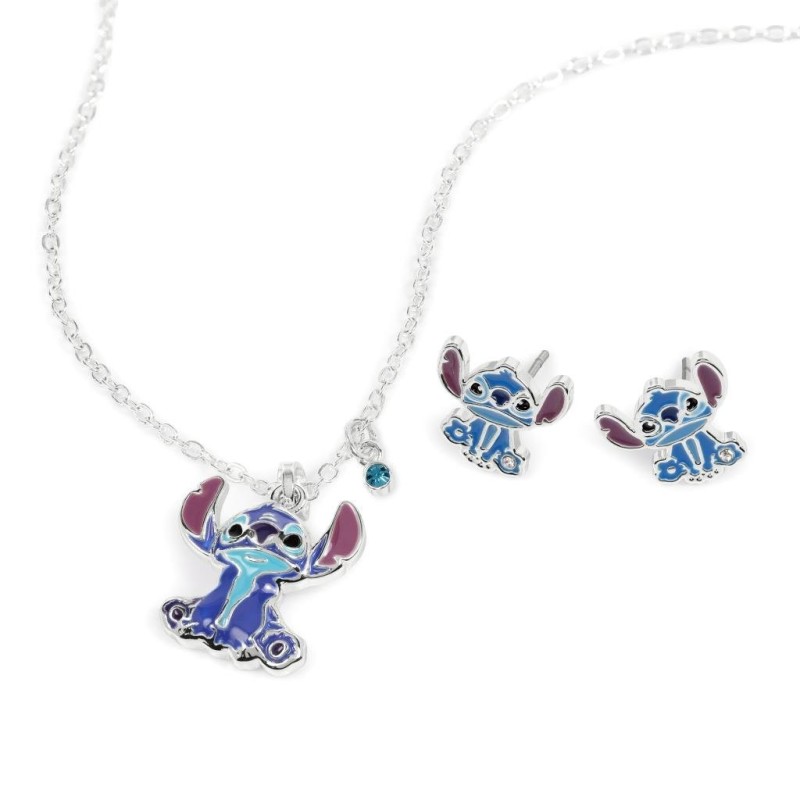 STITCH - Set 1 Pair de Boucle d'Oreilles & Colllier - Laiton Plaqué 