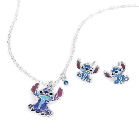STITCH - Set 1 Pair de Boucle d'Oreilles & Colllier - Laiton Plaqué 
