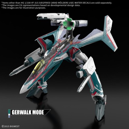 MACROSS - HG 1/100 VF-31S Siegfried Water Decals - Model Kit 