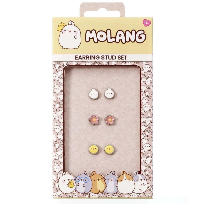 MOLANG & Piu Piu - Set de 3 Pairs de Clous d'Oreilles 