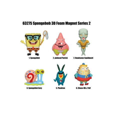BOB L'EPONGE -Series 2 -3D Foam Magnets in blind bags (Display 12 Pcs) 
