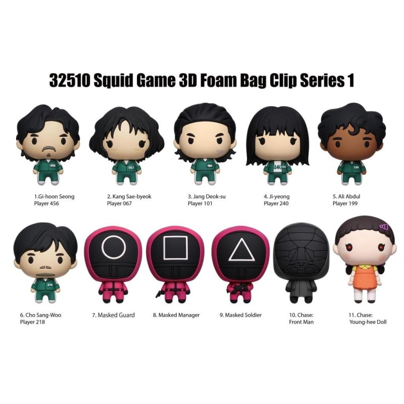SQUID GAME - Series 1 - 3D Foam Bag Clip (Display 24 Pcs) 