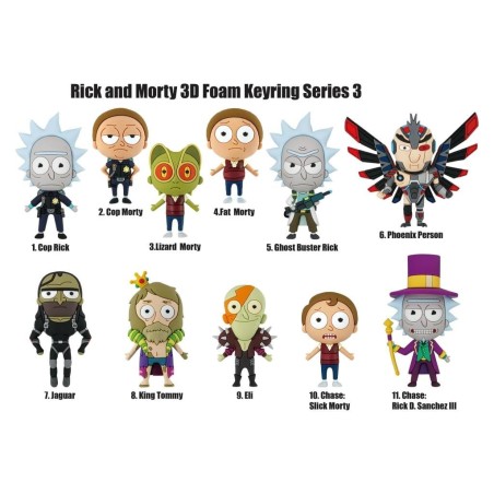 RICK & MORTY - Series 3 - 3D Foam Bag Clip (Display 24 Pcs) 