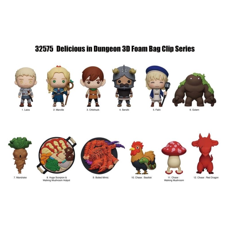 DELICIOUS IN DUNGEON - Series 1 - 3D Foam Bag Clip (Display 24 Pcs) 