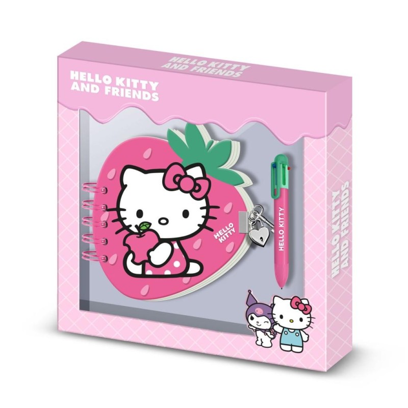 HELLO KITTY - Fraise - Gift Box - Journal Intime + Stylo 