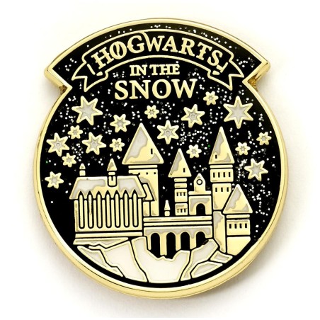 HARRY POTTER - Poudlard sous la Neige - Carte de Voeux avec Pin's 