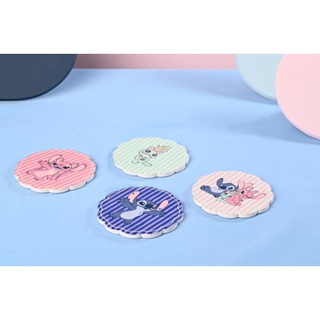 STITCH & ANGEL & SCRUMP - Set of 4 Ceramic Coasters 