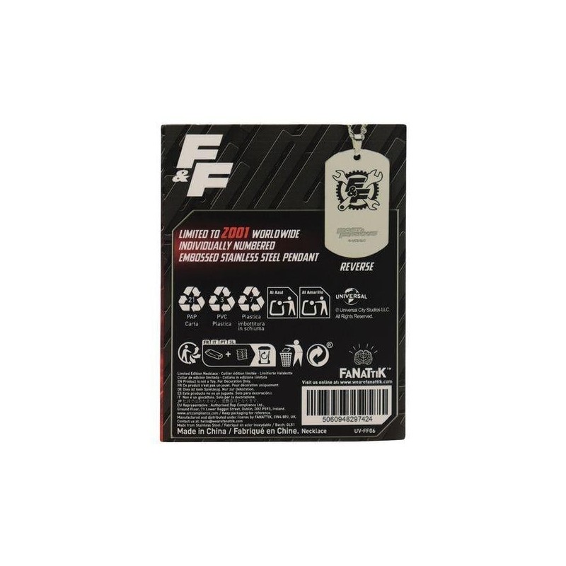 FAST & FURIOUS - Stainless Steel Dog Tag Edition Limitée 