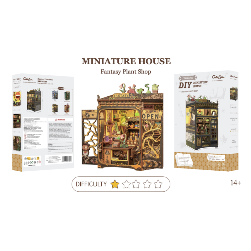 MINIATURE HOUSE -DIY-Magasin de Plantes Féériques -146pc+Eclairage LED 