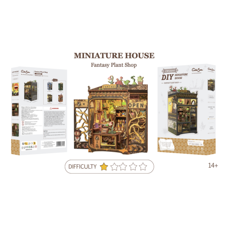 MINIATURE HOUSE -DIY-Magasin de Plantes Féériques -146pc+Eclairage LED 