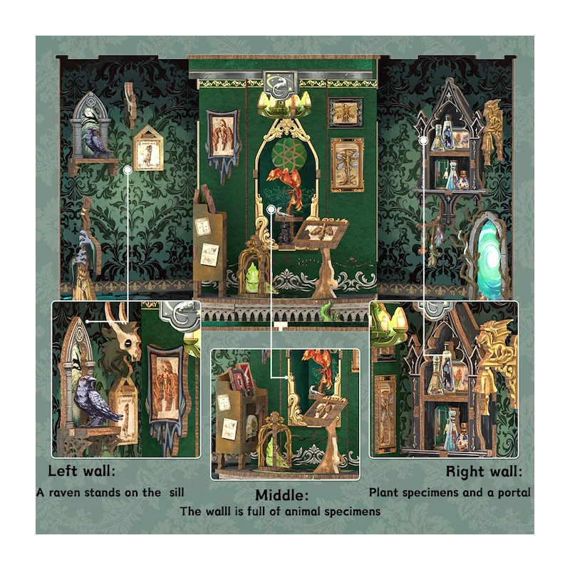 MINIATURE HOUSE - DIY - Herbier des Ténèbres - 90pc + Eclairage LED 