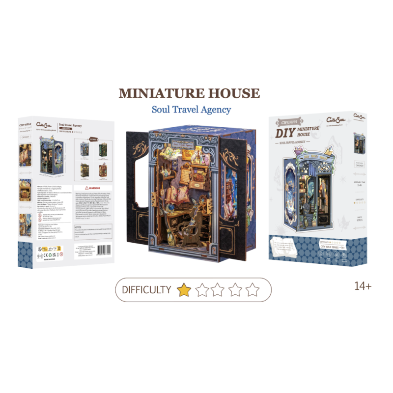MINIATURE HOUSE - DIY -Agence de Voyages de l'Âme -97pc +Eclairage LED 