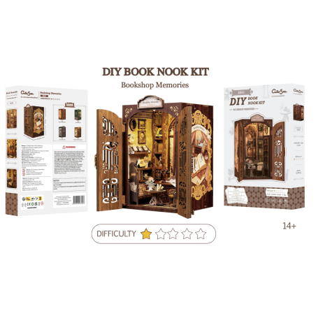 BOOK NOOK KIT - DIY - Librairie des Mémoires - 127pc + Eclairage LED 