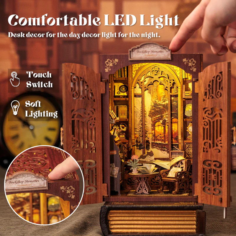 BOOK NOOK KIT - DIY - Librairie des Mémoires - 127pc + Eclairage LED 