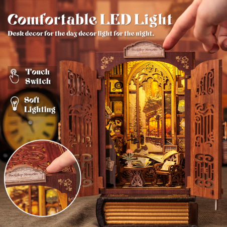 BOOK NOOK KIT - DIY - Librairie des Mémoires - 127pc + Eclairage LED 