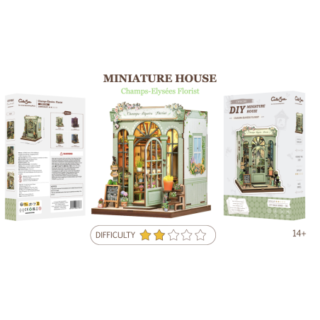 MINIATURE HOUSE - DIY -Fleuriste Champs-Elysées -199pc + Eclairage LED 