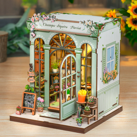 MINIATURE HOUSE - DIY -Fleuriste Champs-Elysées -199pc + Eclairage LED 
