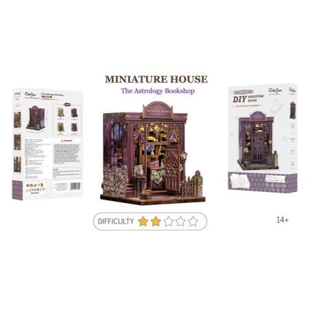 MINIATURE HOUSE - DIY - Librairie Astrologie - 155pc + Eclairage LED 