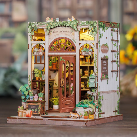 MINIATURE HOUSE - DIY - Librairie Vie Verte - 196pc + Eclairage LED 