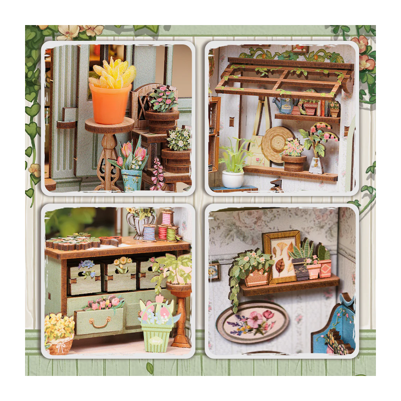 MINIATURE HOUSE - DIY - Librairie Vie Verte - 196pc + Eclairage LED 