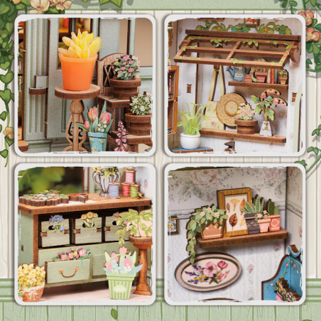 MINIATURE HOUSE - DIY - Librairie Vie Verte - 196pc + Eclairage LED 