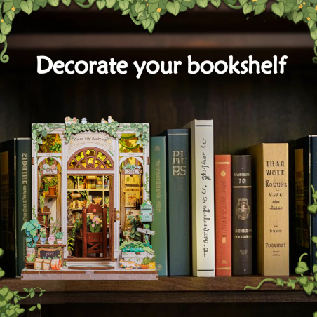 MINIATURE HOUSE - DIY - Librairie Vie Verte - 196pc + Eclairage LED 