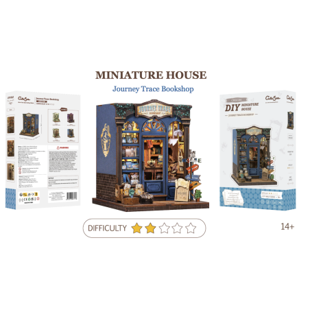 MINIATURE HOUSE - DIY - Librairie de Voyage - 241pc + Eclairage LED 