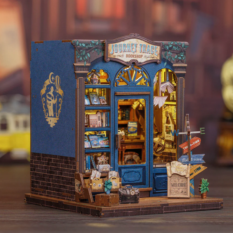 MINIATURE HOUSE - DIY - Librairie de Voyage - 241pc + Eclairage LED 