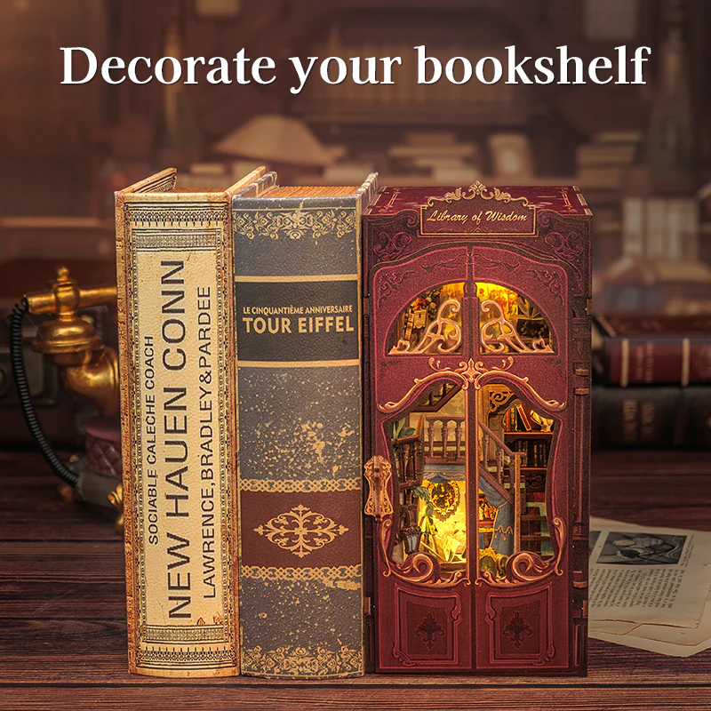 BOOK NOOK KIT - DIY - Librairie de la Sagesse - 281pc + Eclairage LED 