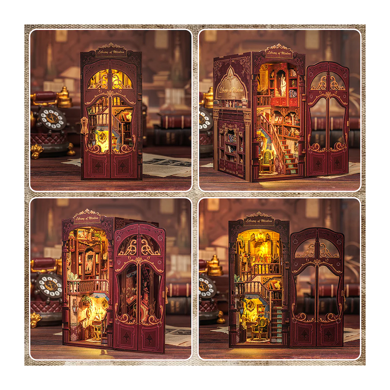 BOOK NOOK KIT - DIY - Librairie de la Sagesse - 281pc + Eclairage LED 